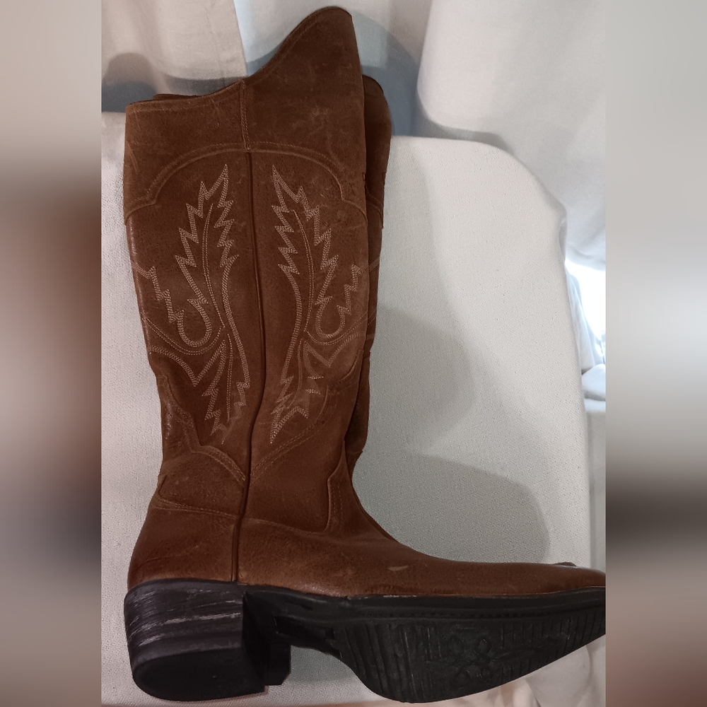 ARIAT 10010251 MURRIETA BROWN LEATHER OVER THE KNEE ZIP COWBOY BOOTS WOMEN'S 10B